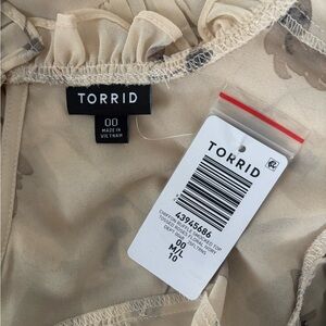 Torrid Beige Floral Ruffle Chiffon Top